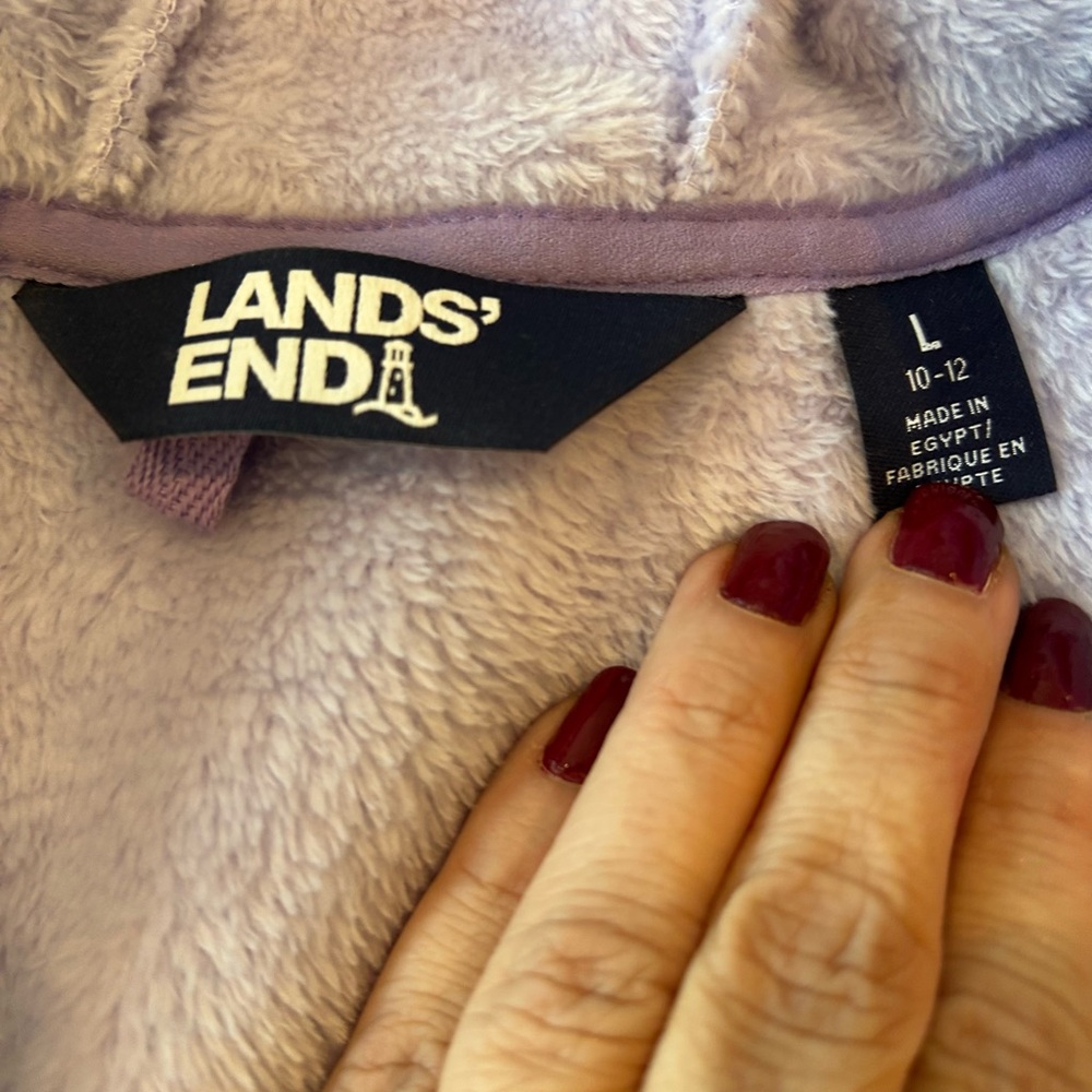 Lands' End Light Purple Kids Fleece Hoodie - Picture 5 of 5